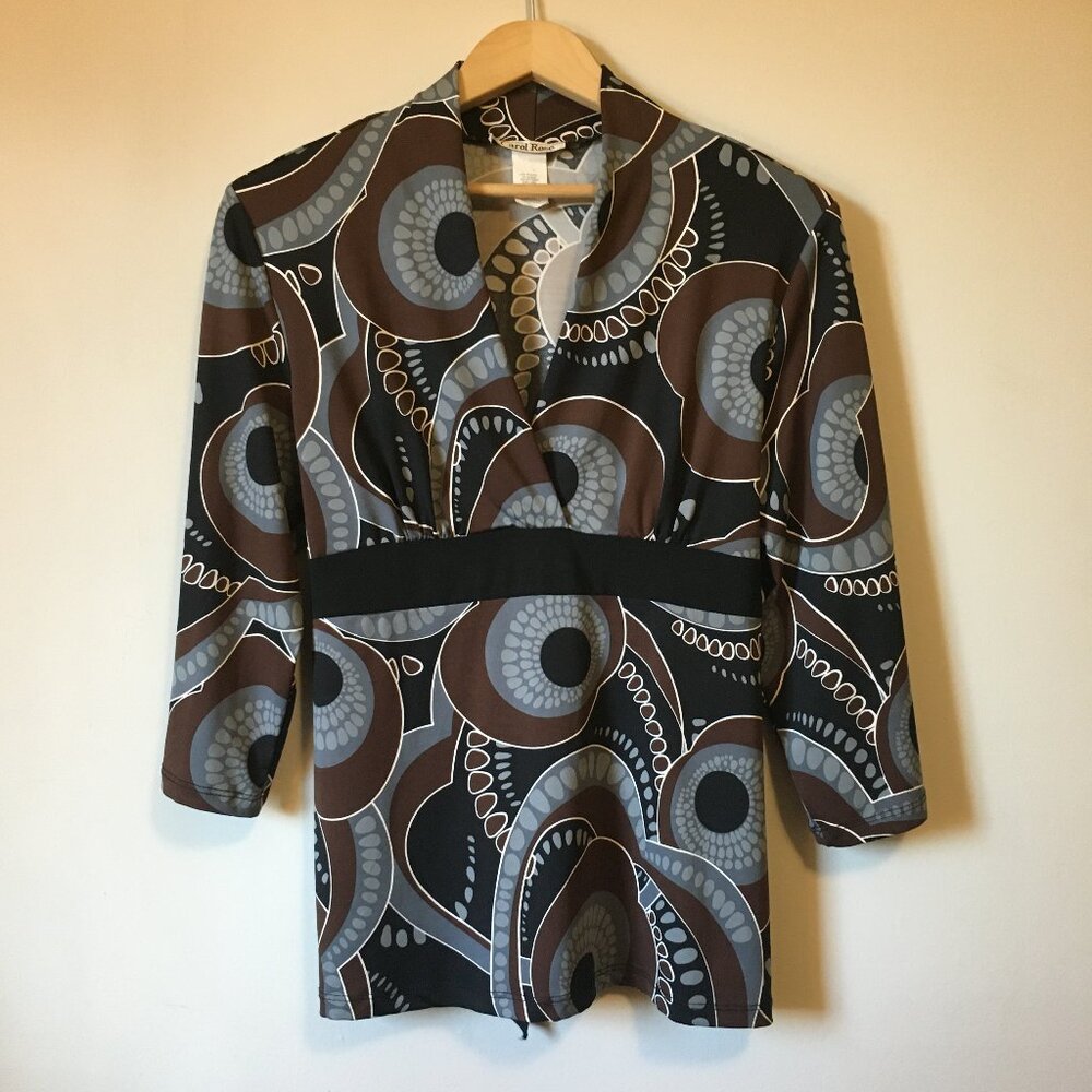 Vintage Y2K Whimsigoth Carol Rose Groovy Tie Up Wrap Top Made in USA XL